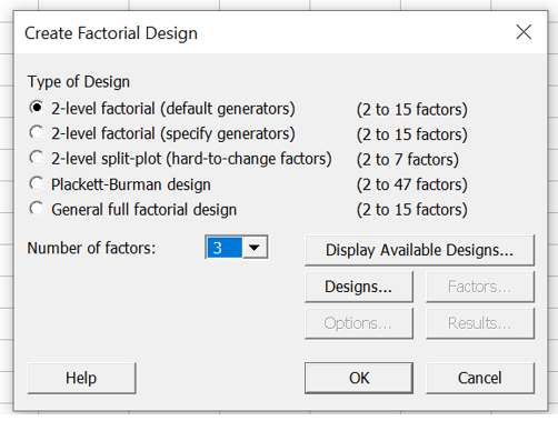 Full factorial experiments 