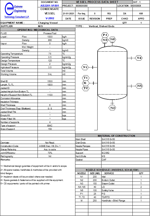 vessel specification sheet